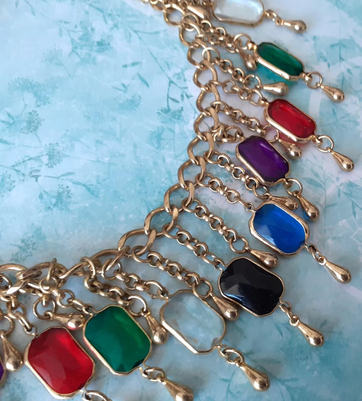 Vintage gold necklace with colored stones '80-90 – photo 4